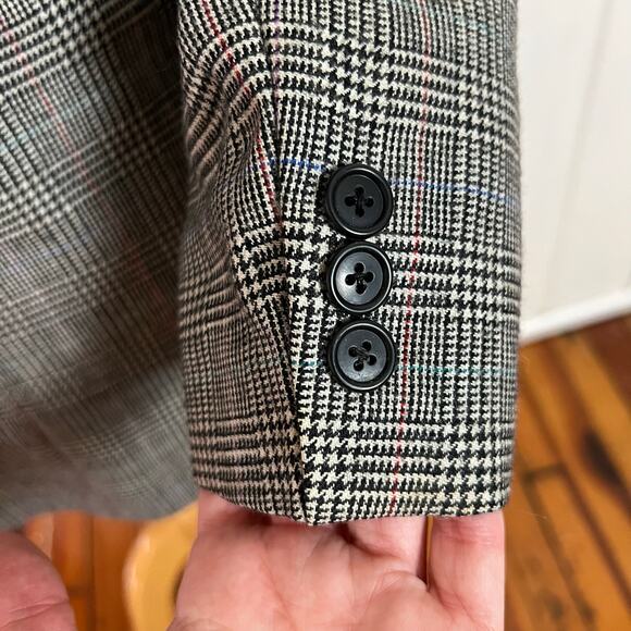 Vintage 70s Regent for Wallachs Wool Glen Plaid Double Breasted Blazer Womens 10 - Picture 7 of 10
